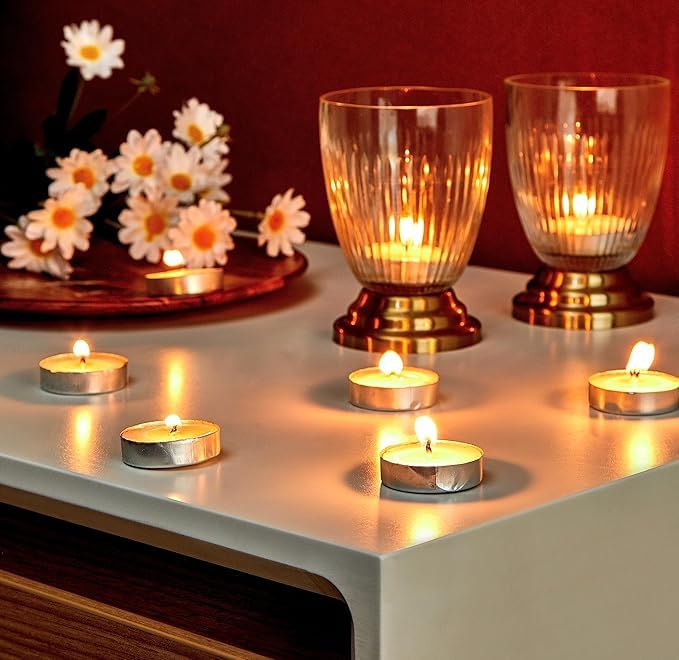 Solimo Wax Tealight Candles(Set of 200,Unscented,White)