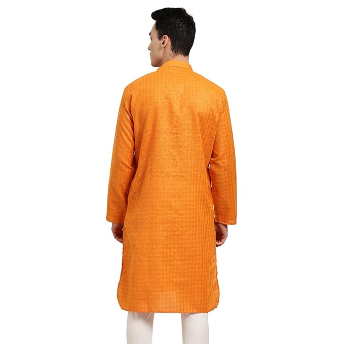 SOJANYA (Since 1958 Men’s Cotton Linen Long Kurta | Solid Plain for Navratri, Wedding & Puja
