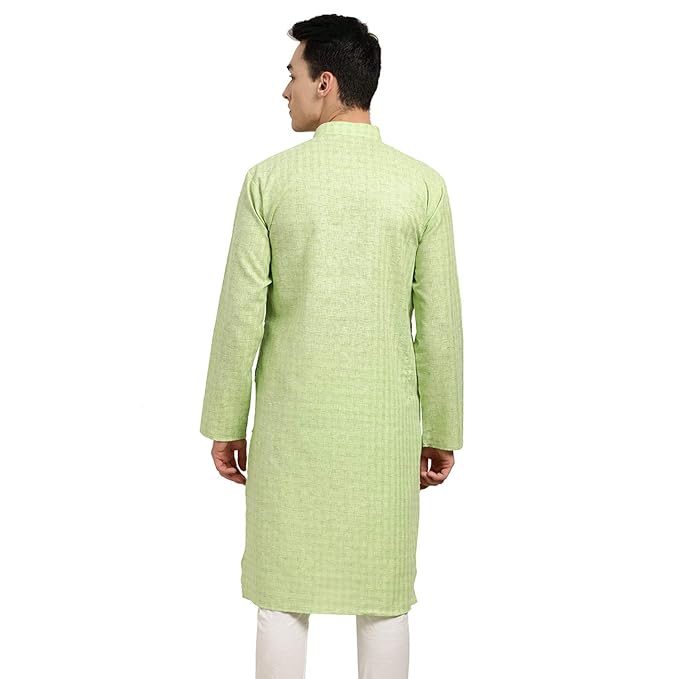 SOJANYA (Since 1958 Men’s Cotton Linen Long Kurta | Solid Plain for Navratri, Wedding & Puja