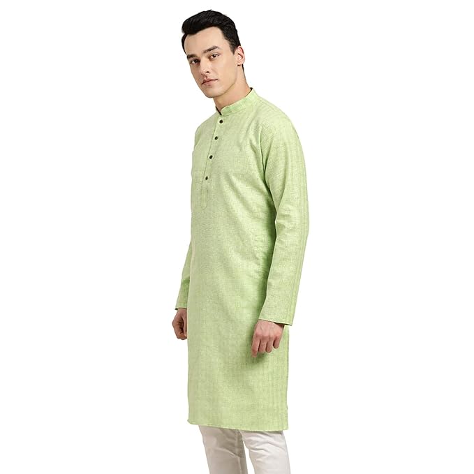 SOJANYA (Since 1958 Men’s Cotton Linen Long Kurta | Solid Plain for Navratri, Wedding & Puja