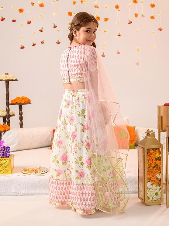 Pspeaches Girl's Cotton Readymade Lehenga Choli