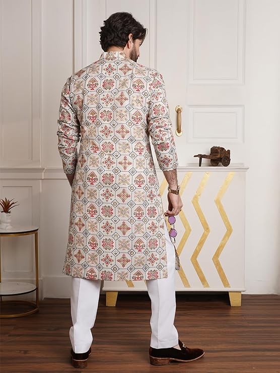 SOJANYA Men Silk Blend Regular Fit (Since 1958 Embroidered ONLY Long Kurta
