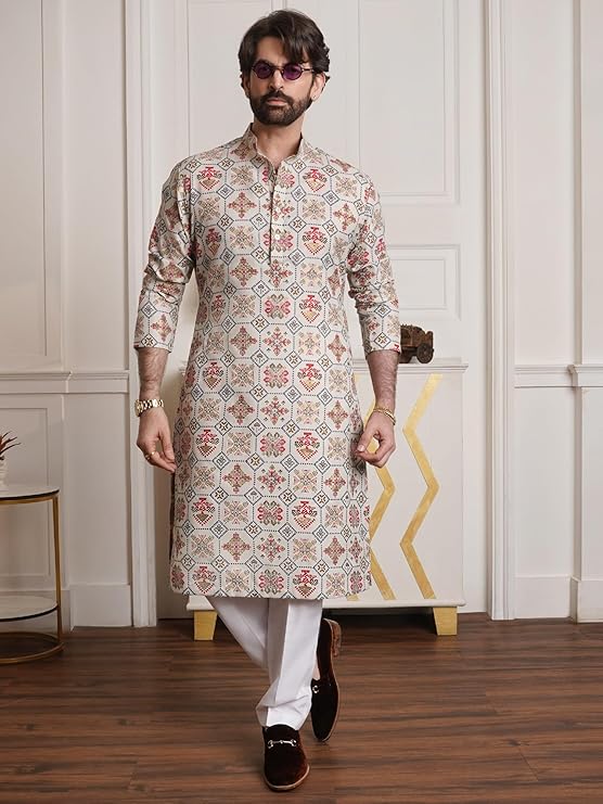 SOJANYA Men Silk Blend Regular Fit (Since 1958 Embroidered ONLY Long Kurta