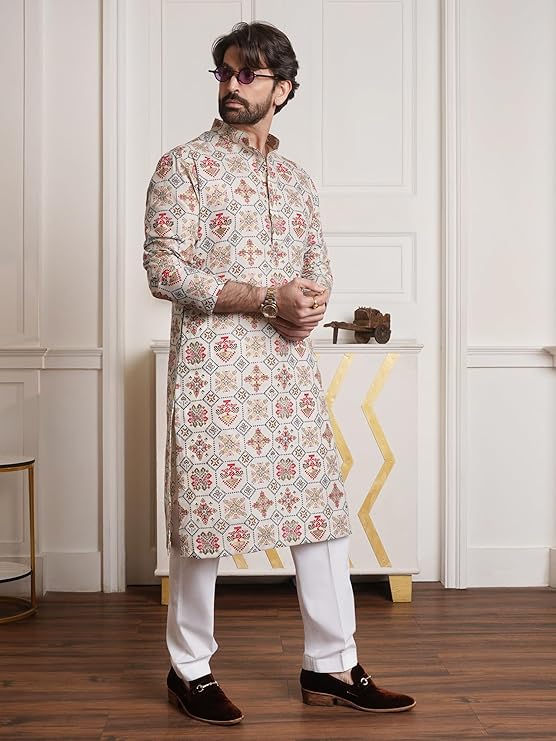 SOJANYA Men Silk Blend Regular Fit (Since 1958 Embroidered ONLY Long Kurta